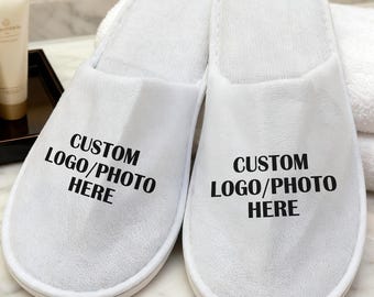 Custom Printed Spa Slippers/Personalized Hotel Slippers with Custom Business Logo/Bridesmaids Gift/Disposable Logo Slippers/Bridesmaids Gift
