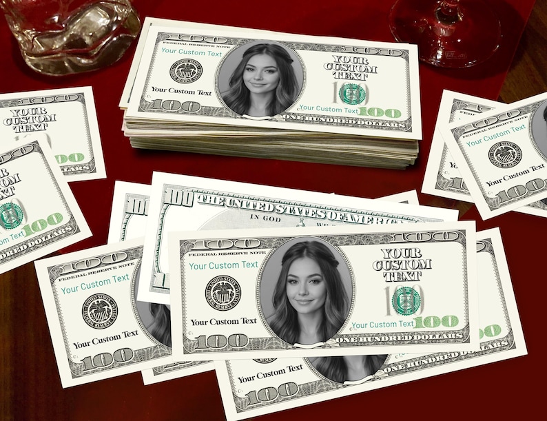 100 Dollar Bill Template/custom Fake Money Cash Bills Play/your Face on ...