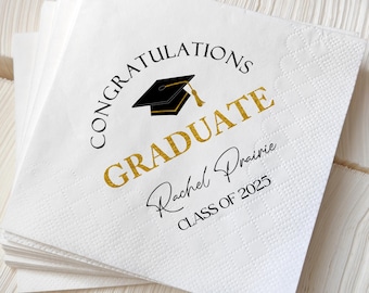Personalized Graduation Napkins/Graduation Party Decor/Class of 2024/Graduation Cocktail Napkin/Graduation Party Favor/Gift For Friends