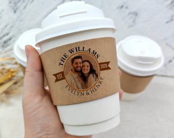 Personalized Wedding Coffee Cups With Sleeves/Love Is Brewing/Sip and See/Custom Paper Coffee Cup Sleeves for Wedding/Custom Coffee Sleeves