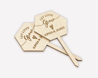 Custom Rustic Wedding Succulent Wooden Favors/Wedding Plant Favor/Succulent Tags/Wedding Shower Favors/Wooden Plant Sticks for Wedding Favor