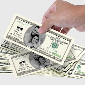 Personalized 100 dollar bill Prints/Wedding Marriage Money/Perfect for the Bride/Your Face on 100 Dollar Bill/Custom Game Party Play Money