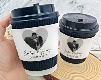 Maniche per tazze da caffè personalizzate con foto e testo/Maniche per tazze da caffè personalizzate per bar per matrimoni/Maniche per tazze personalizzate per eventi, compleanni, feste, feste