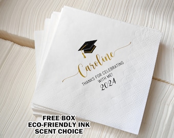 Serviettes de table personnalisées pour l'obtention du diplôme/Serviettes de table personnalisées pour l'obtention du diplôme/Décorations de remise des diplômes/Serviettes de table à cocktail 3 épaisseurs personnalisées