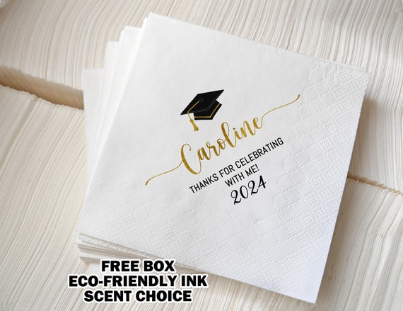 Personalized Graduation Napkins/Personalized Graduation Cap Napkins/Graduation Party Decorations/Custom Grad Party 3-ply Cocktail Napkins