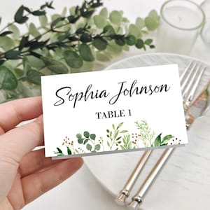 Sage Place Cards Printed/Greenery Table Cards Wedding/Custom Sage Place Card with Names/Wedding Table Decor/Personalized Party Name Tag