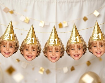 Custom Face Birthday Banner, Personalized Party Decor, Birthday Garland, Birthday Sign