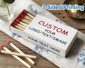 Personalized Matchboxes/Custom Logo Matchbook/Large Match Boxes/Matches for Business, Party  Favor, House Warming, Restaurant & Bar Branding
