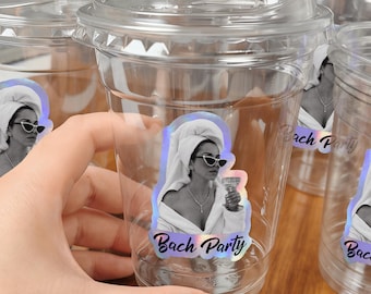 Personalized Clear Plastic Cups: Bachelorette - Bachelor - Birthday - Holiday, Bridal Shower, Special Event