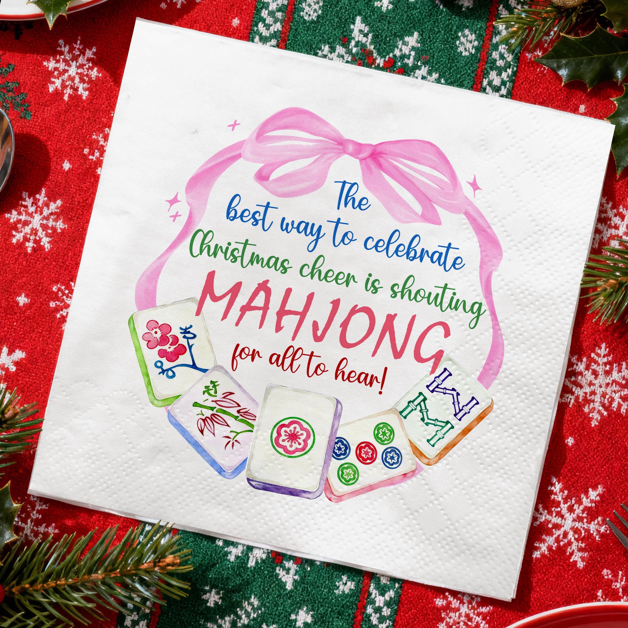 Merry Christmas Mahjong Night Cocktail Napkins Merry Christmas…