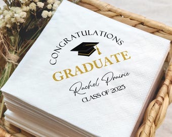 Graduation Napkins/Graduation Party Deco/Class of 2024/Personalized Napkin/Graduation Party Favor/Graduation Cocktail Napkin/Grad Party Idea