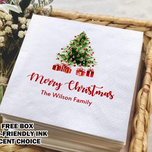 50PC Merry Christmas Napkins/Christmas Party Napkins/Holiday Table Decor/Christmas Party Supplies/Custom Bar Napkins/Festive Paper Napkins