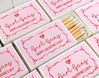 Personalized Girl Gang Match Boxes/Galentines Party Favor/Valentine's Day Gift for Friends/Girls Night Out/Bulk Custom Matchbook Art