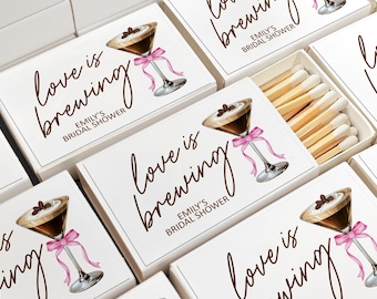 Love is Brewing Bridal Shower Party Favors/Coffee Bridal Shower Decor/Love Is Brewing Bachelorette Decorations/Bulk Match Favors for Guests