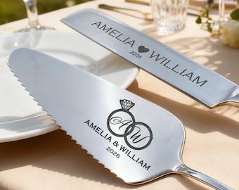 Personalized Wedding Cake Cutting Set/Engraved Knife & Server for Wedding/Wedding Cake Cutter/Cake Serving Set/Unique Wedding Reception Gift