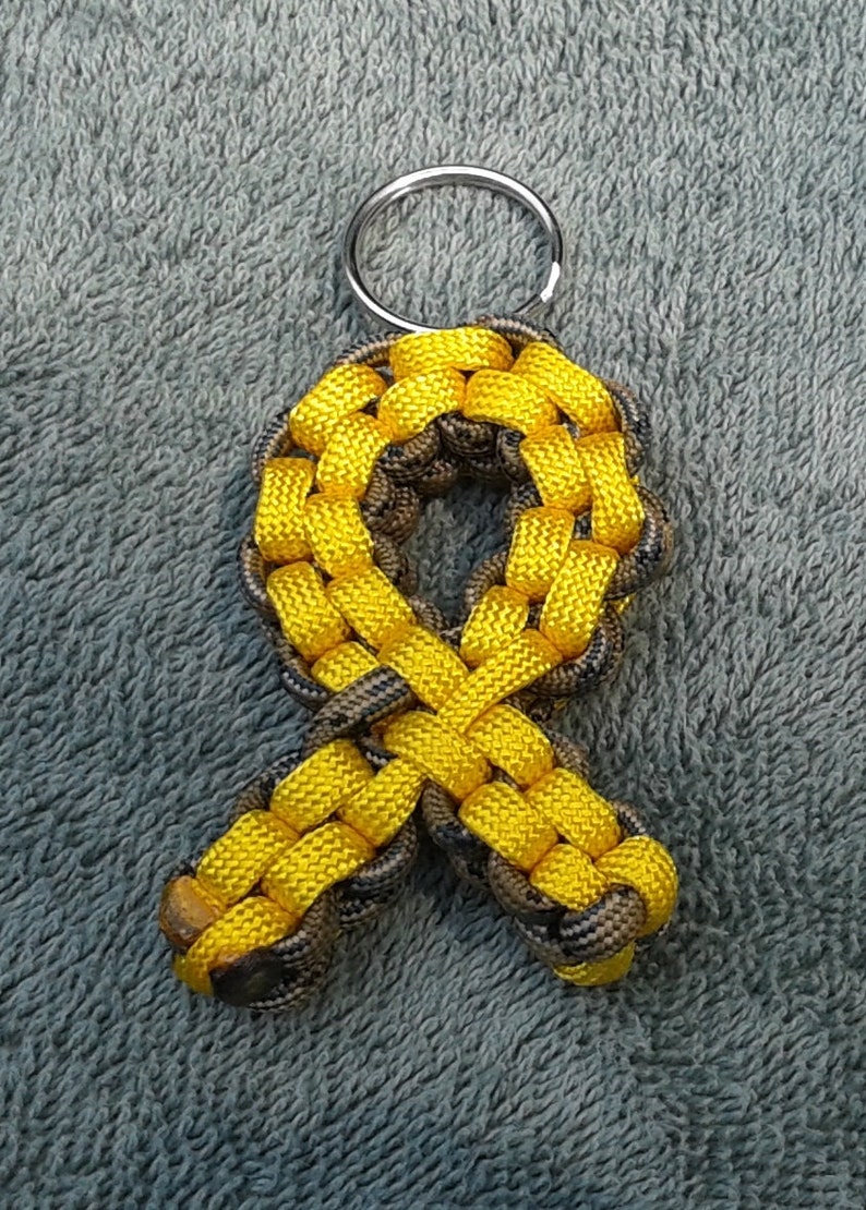 Support the Troops Military Paracord Key Fob Yellow Ribbon