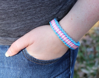 Transgender Pride Flag Paracord Bracelet, LGBTQ, LGBT