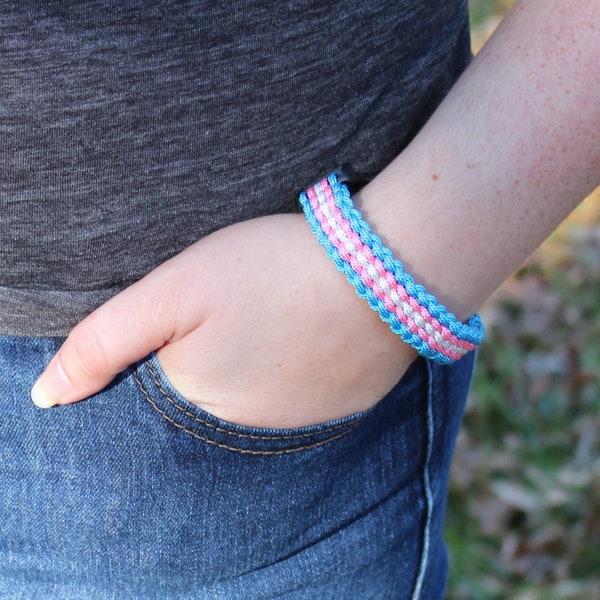 Transgender Pride Flag Paracord Bracelet, LGBTQ, LGBT