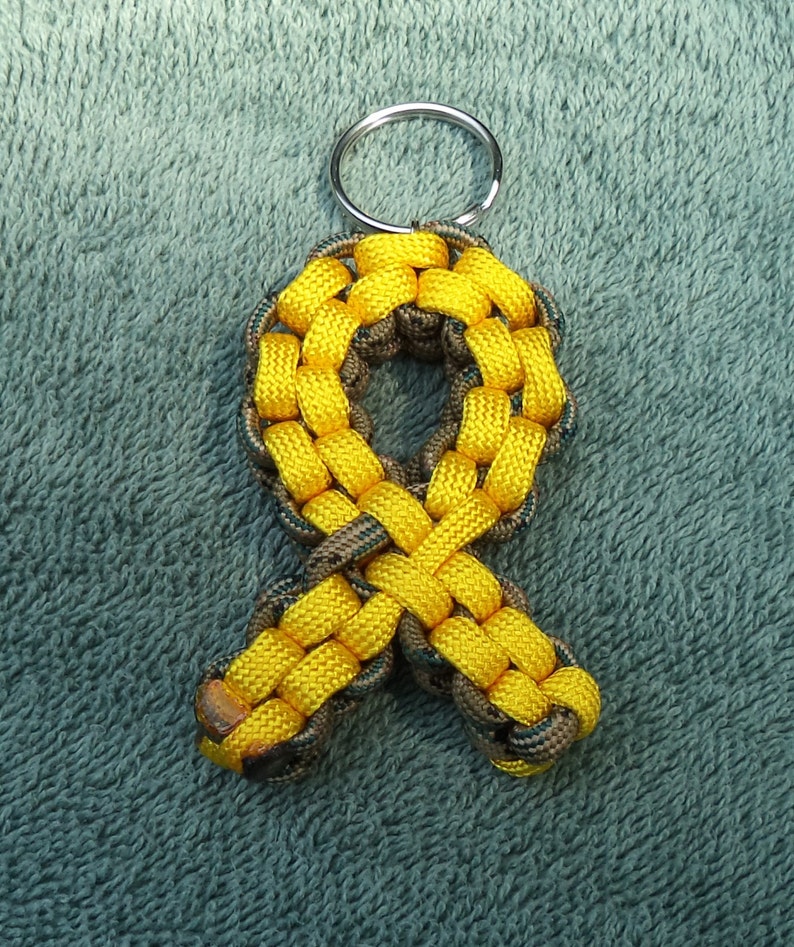 Support the Troops Military Paracord Key Fob Yellow Ribbon