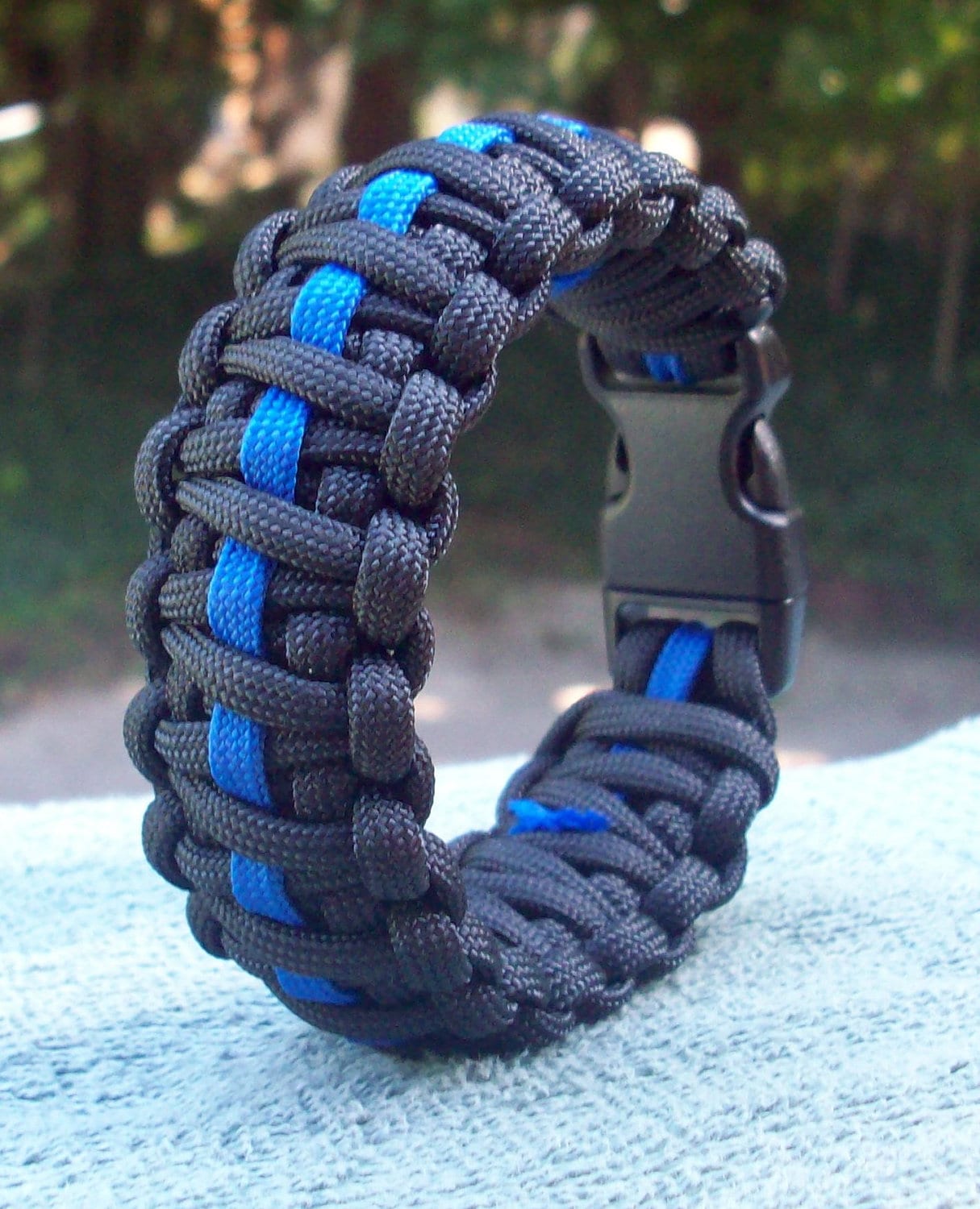 Paracord Thin Blue Line Bangle Bracelet Thin Blue Line Challenge