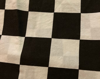 Black and white checkered print cotton fabric