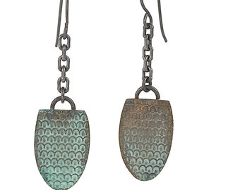 Rustic Sea Green-Jade Textured Drop-Dangles