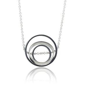 OCD Series -  Small or Large OCD Spinner Circle Grayscale Sterling Silver Fidget Pendant Necklace