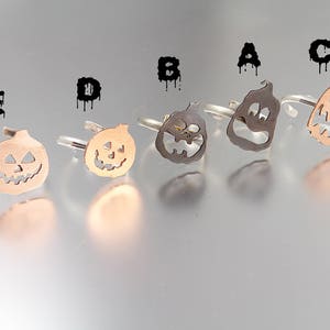 Halloween Carved Jack O Lantern Pumpkin Pendants and Adjustable Ring Jewelry image 4