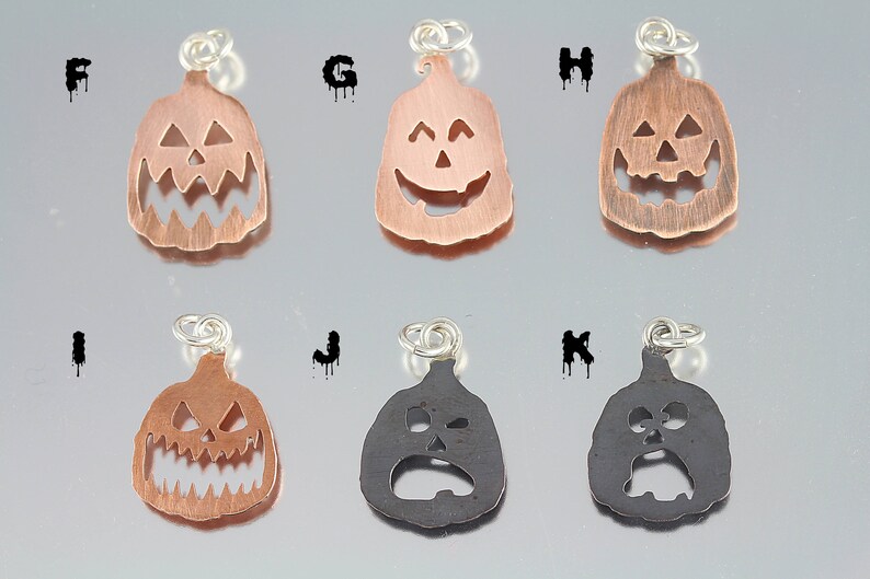 Halloween Carved Jack O Lantern Pumpkin Pendants and Adjustable Ring Jewelry image 2