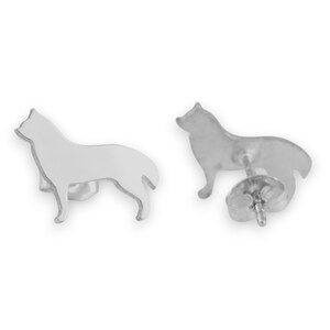 Husky Sterling Silver Silhouette Earrings 925 Ear Studs, Nickel Free, Cute Dog Breed Pet Keepsake Gift, Unisex and Latinx Made image 7