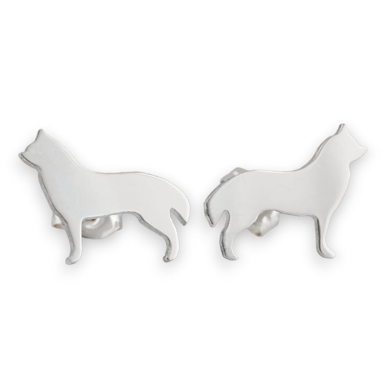 Husky Sterling Silver Silhouette Earrings 925 Ear Studs, Nickel Free, Cute Dog Breed Pet Keepsake Gift, Unisex and Latinx Made image 9