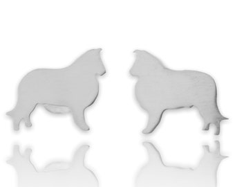 Border Collie or Sheltie Sterling Ear Studs, 925 Dog Silhouette Earrings, Nickel Free Cute Pet Keepsake Jewelry Gift, Latinx Small Business