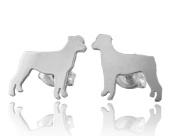 Rottweiler Sterling Silver Dog Breed Silhouette Ear Studs - 925 Earrings, Cute Dog Breed Pet Keepsake Gift, Nickel Free, Latinx Made