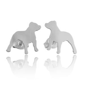 Pit Bull Silhouette Sterling Earring Studs 925 Ear Studs, Dog Breed, Cute Pet Keepsake, Dog Silhouette, Latinx Made, Nickel Free image 1