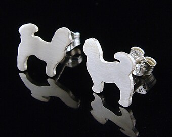 Shih Tzu Sterling Silver Silhouette Earrings - 925 Ear Studs, Nickel Free, Cute Dog Breed Pet Keepsake Gift, Unisex and Latinx Made