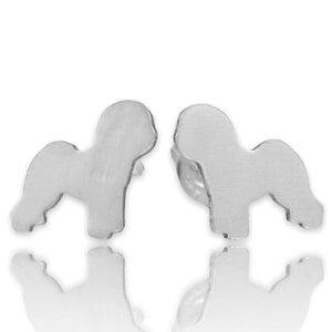 Bichon Frise Sterling Silhouette Earrings, 925 Ear Studs, Dog Breed, Cute Pet Keepsake, Dog Silhouette, Latinx Business, Nickel Free Jewelry