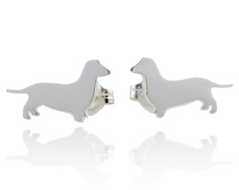 Dachshund Wiener Sterling Silver Dog Silhouette Earring Studs - Nickel Free, 925 Jewelry, Pet Keepsake Gift, Unisex, Latinx Made