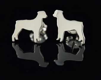 Rottweiler Sterling Silver Dog Breed Silhouette Ear Studs - 925 Earrings, Cute Dog Breed Pet Keepsake Gift, Nickel Free, Latinx Made