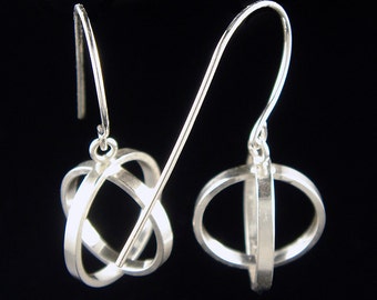 Geometric Series - Absolute Cycle Orb Sterling Silver Dangle Earrings V1