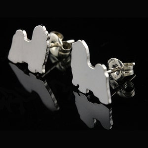 Shih Tzu Show Coat Sterling Silver Silhouette Earrings 925 Ear Studs, Cute Pet Keepsake Dog Parent Gift, Nickel Free, Unisex, Latinx Made image 3