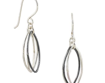 Free-flowing Two-Tone Leaf Shape Sterling Dangles V2