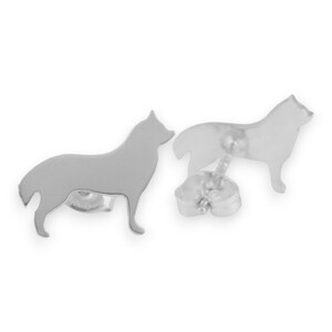 Husky Sterling Silver Silhouette Earrings 925 Ear Studs, Nickel Free, Cute Dog Breed Pet Keepsake Gift, Unisex and Latinx Made image 3