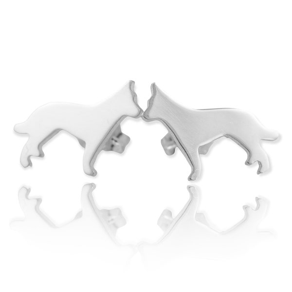 Australian Cattle Dog Sterling Silver Silhouette Earrings, 925 Dog Breed Ear Studs, Pet Keepsake Jewelry, Nickel Free, Latinx/Latine Made