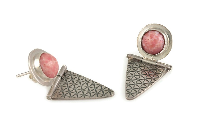 SALE Hinged Ear Studs with Pink Glass Bead image 9