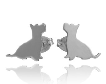 Terrier Sterling Silhouette Earring Studs - 925 Terrier Earrings, Cute Dog Breed Pet Keepsake Gift, Nickel Free, Unisex and Latinx Handmade