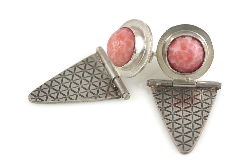 SALE Hinged Ear Studs with Pink Glass Bead image 8