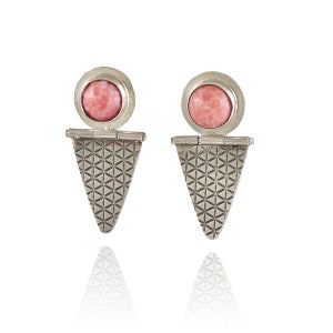 SALE Hinged Ear Studs with Pink Glass Bead image 1