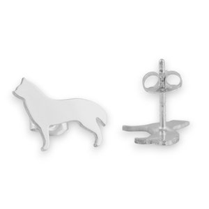 Husky Sterling Silver Silhouette Earrings 925 Ear Studs, Nickel Free, Cute Dog Breed Pet Keepsake Gift, Unisex and Latinx Made image 8