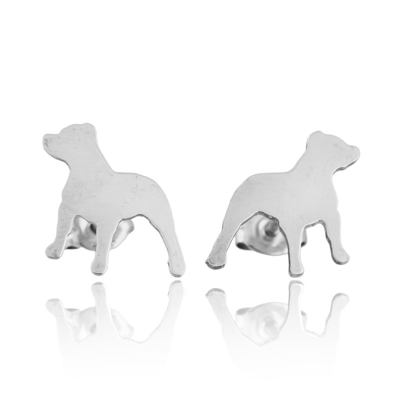 Pit Bull Silhouette Sterling Earring Studs 925 Ear Studs, Dog Breed, Cute Pet Keepsake, Dog Silhouette, Latinx Made, Nickel Free image 2