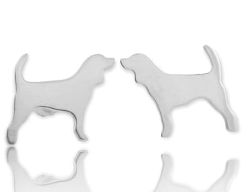 Beagle Sterling Silver Earrings, 925 Dog Breed Earrings, Pet Keepsake Jewelry, Dog Silhouette Ear Studs, Latinx Made, Nickel Free Studs